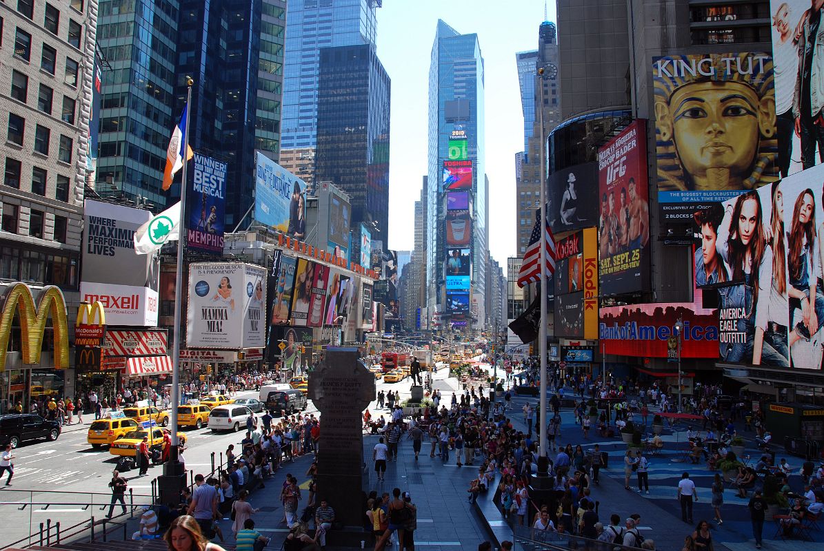 New York City Times Square 09A View South In Summer To 1 Times Square From Top Of Red Stairs